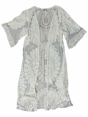 REBELLION Cream Crochet Lace Kimono Cover-Up